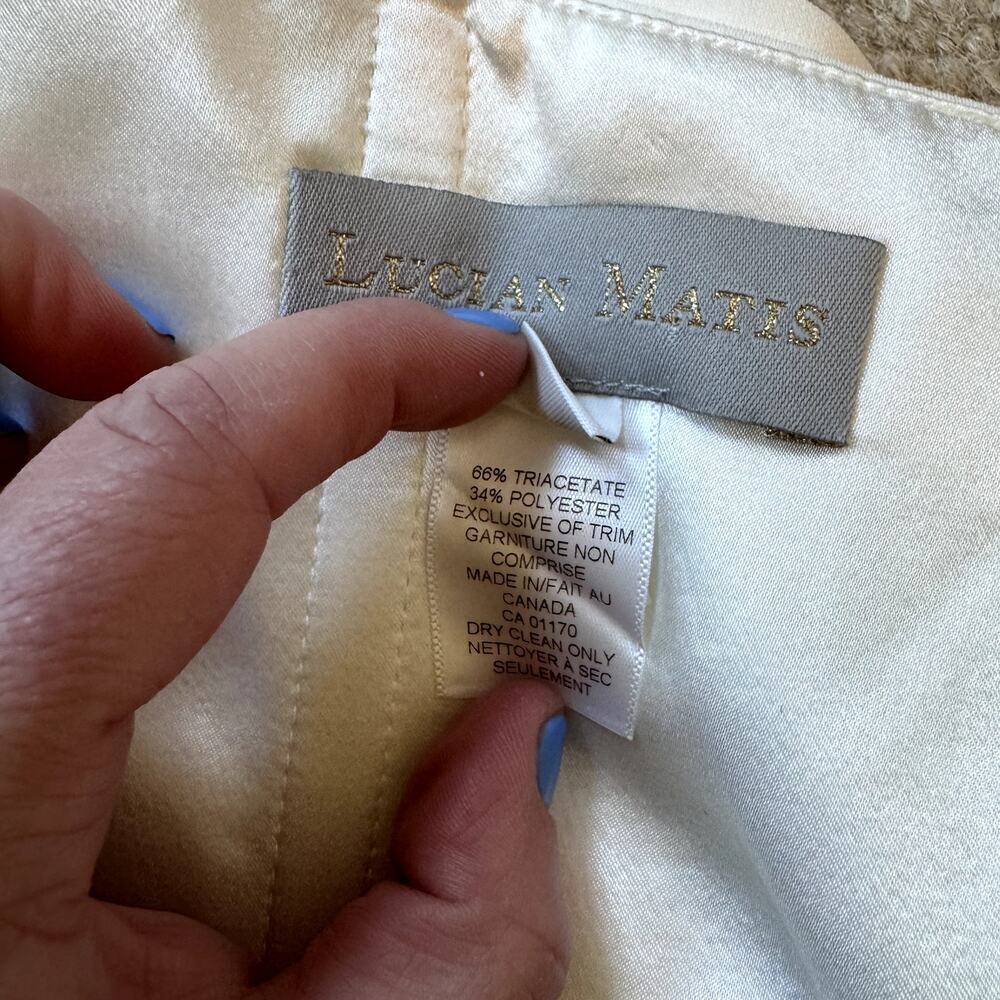 Rare Lucian Matis Strapless White Bridal Bow Jumpsuit Bride Size 8 - Picture 7 of 8
